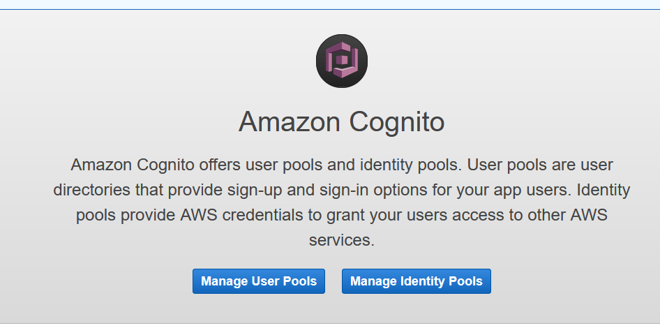 Amazon Cognito on the AWS Console