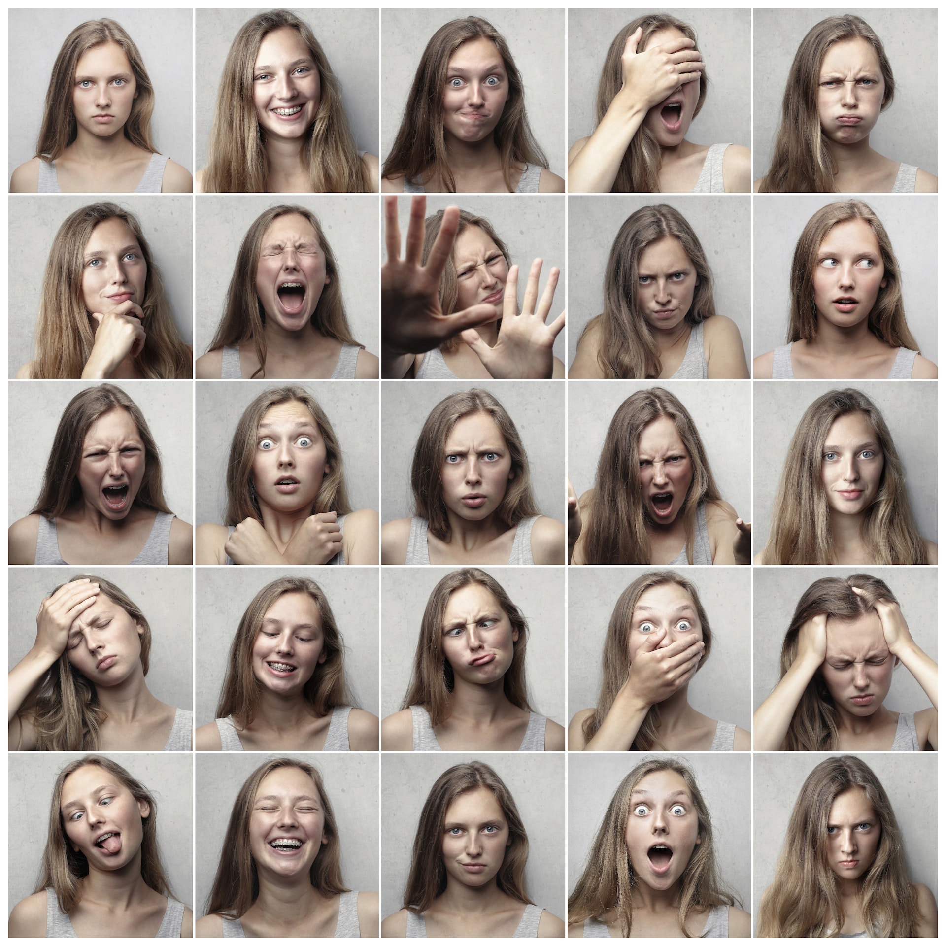 Woman expressing different emotions