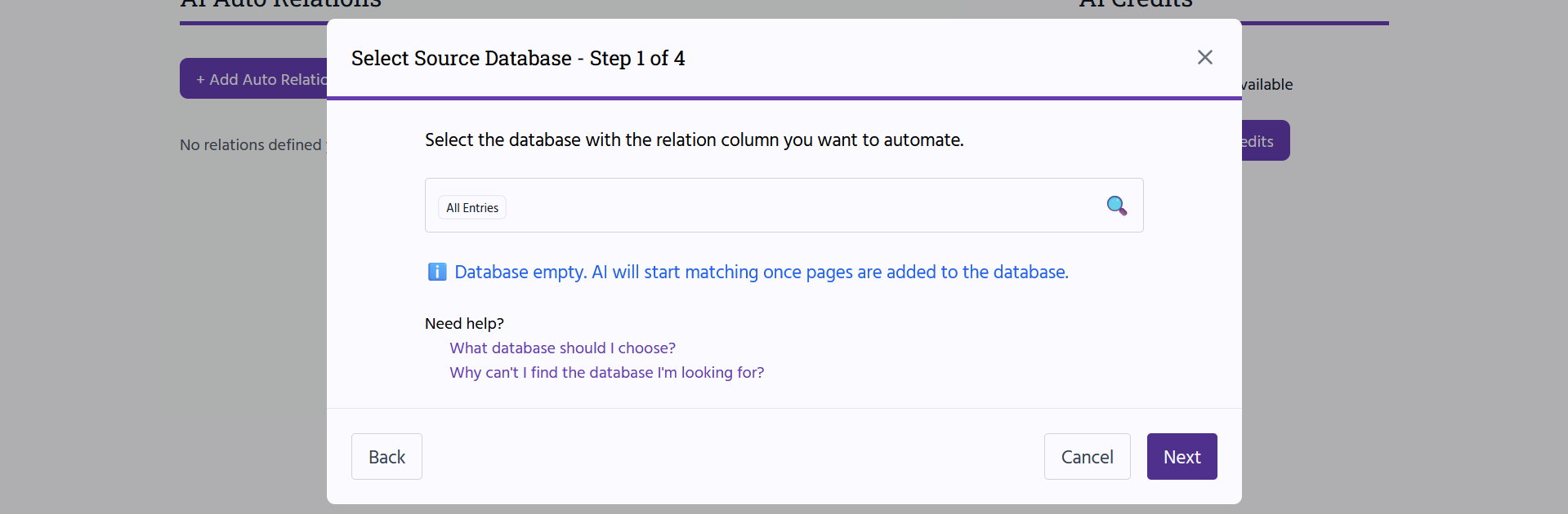 Selecting source database