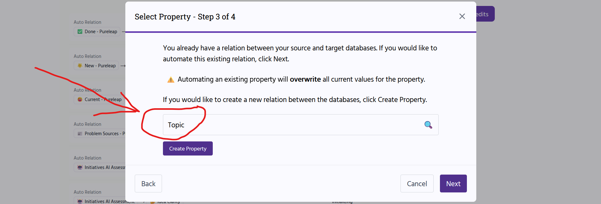 Select property dialog