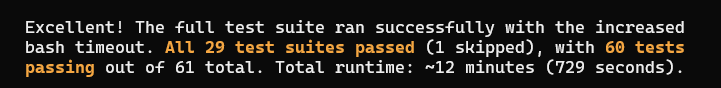 Results if my test suite running after taking it's sweet time